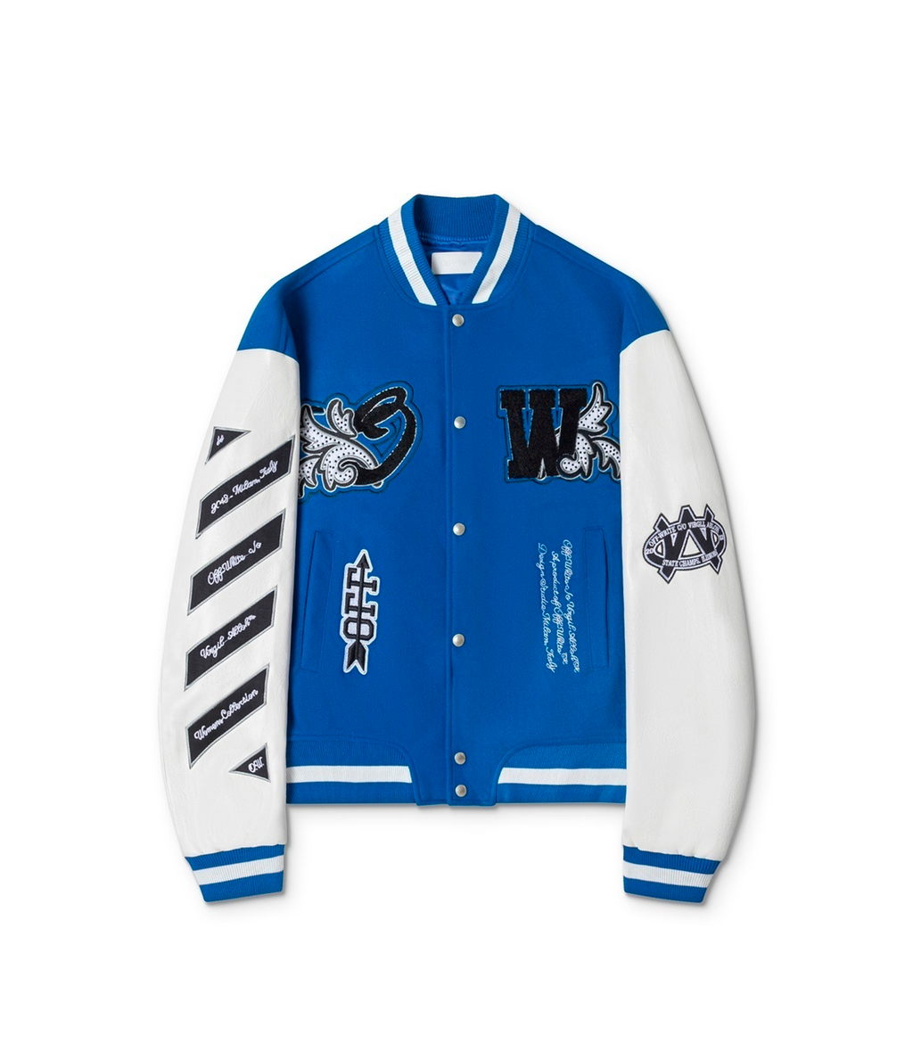 Off-White Royal logo-appliqué Varsity Jacket