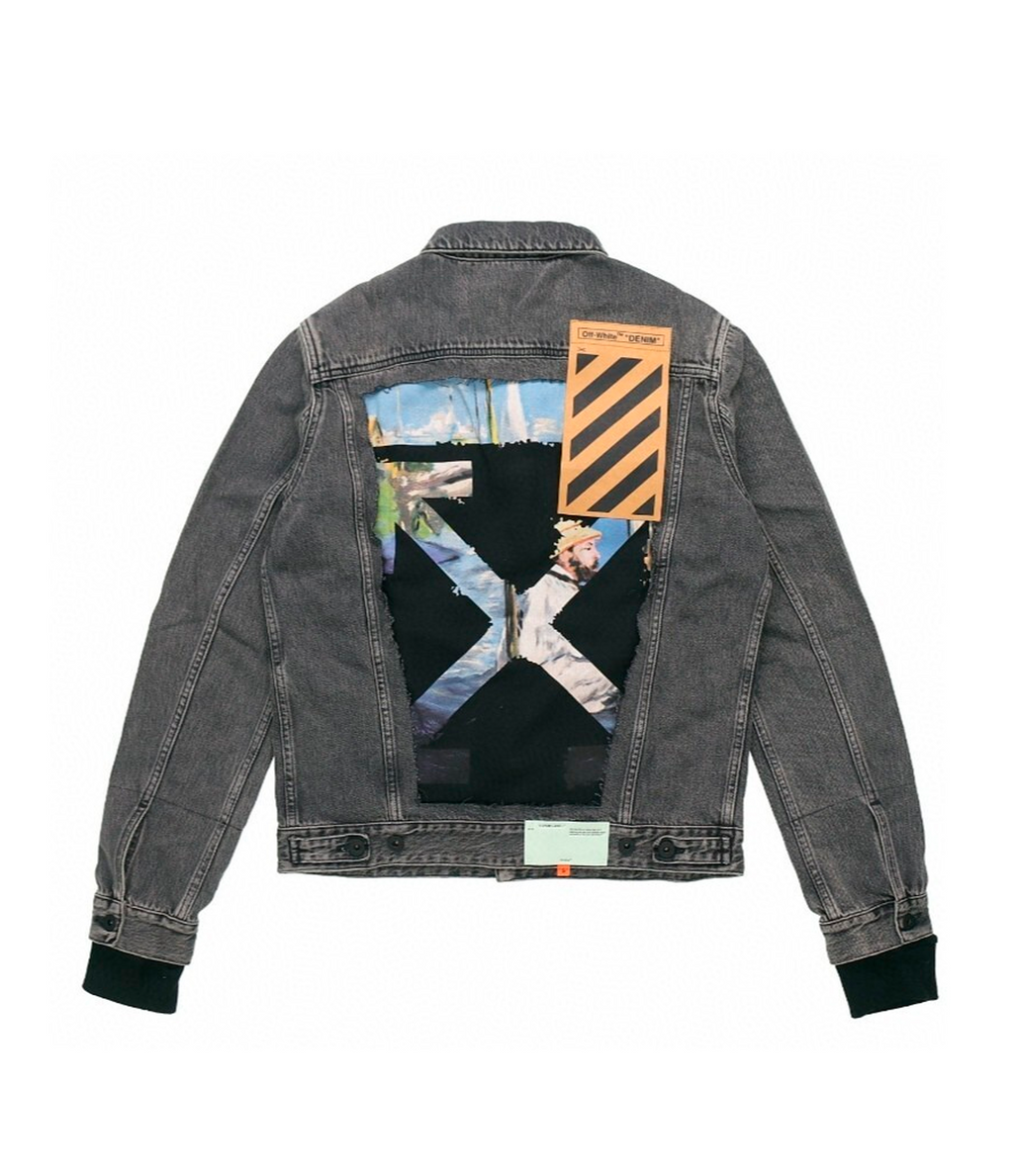 "Off-White Denim Distressed Jacket 'Black'"