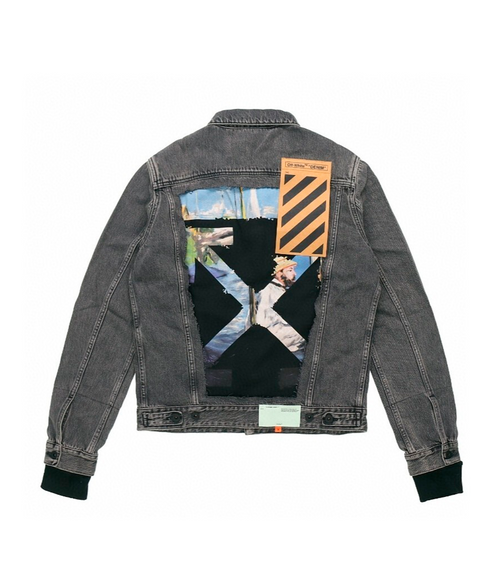 "Off-White Denim Distressed Jacket 'Black'"