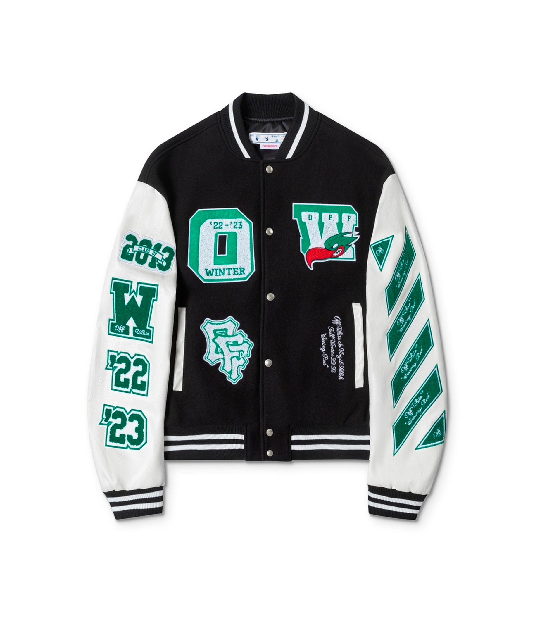 Off-White embroidered patch varsity jacket