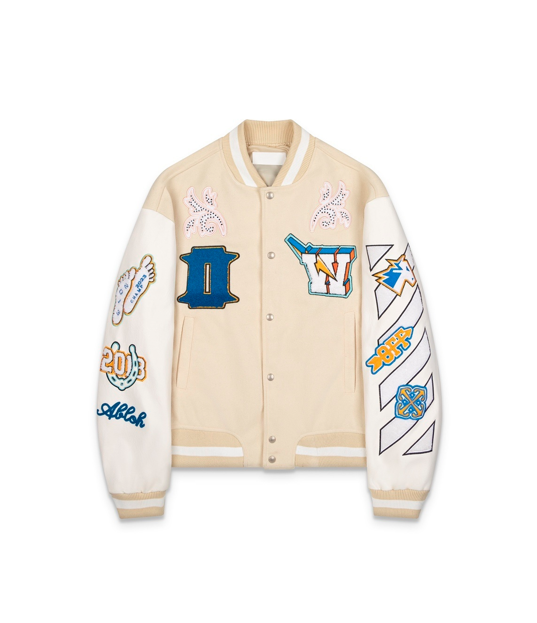 Off-White Thunderbolt Varsity Bomber Jacket