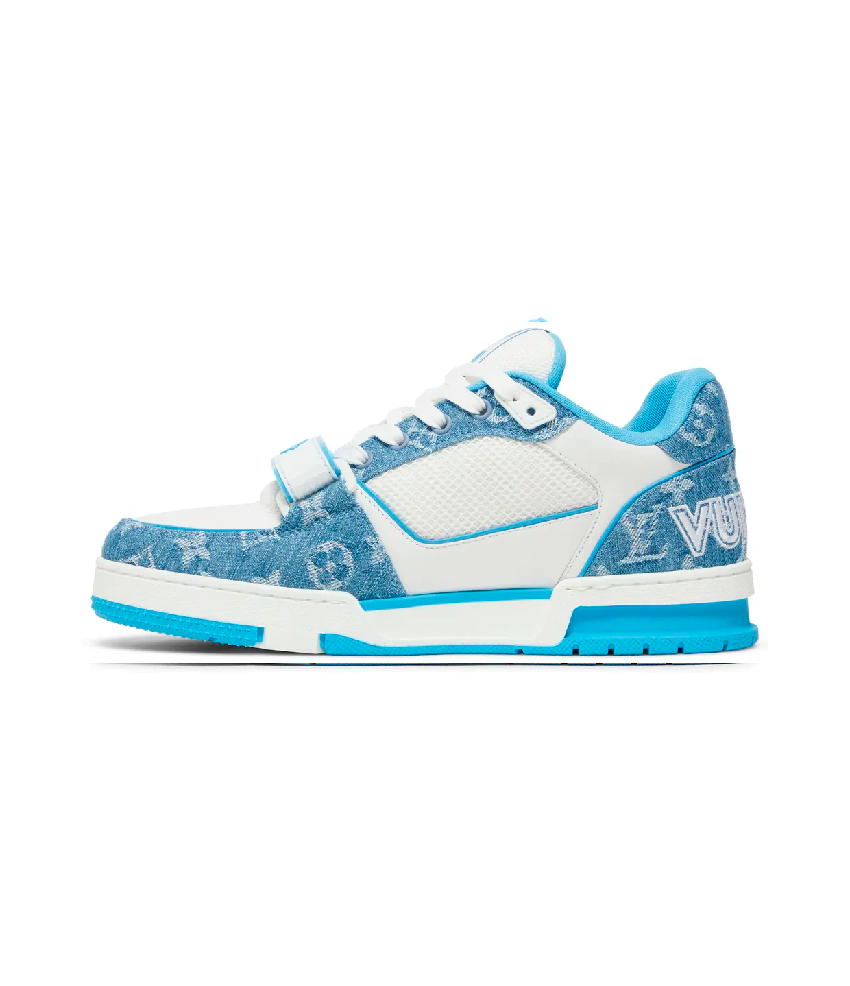 Louis Vuitton Trainer Low 'Velcro Strap - Light Blue Monogram Denim'