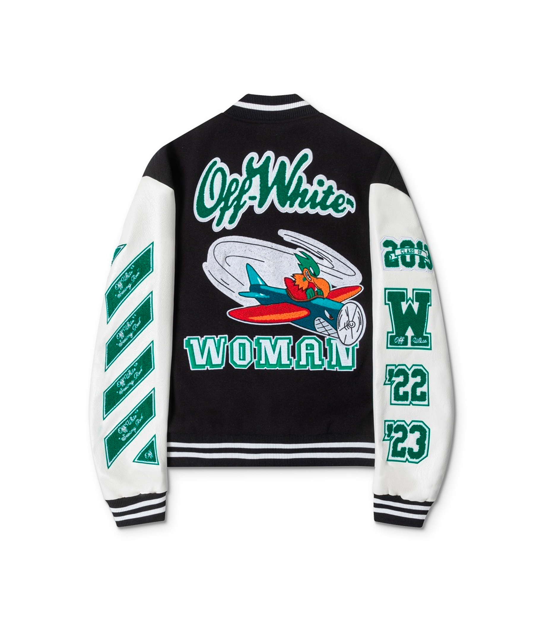Off-White embroidered patch varsity jacket