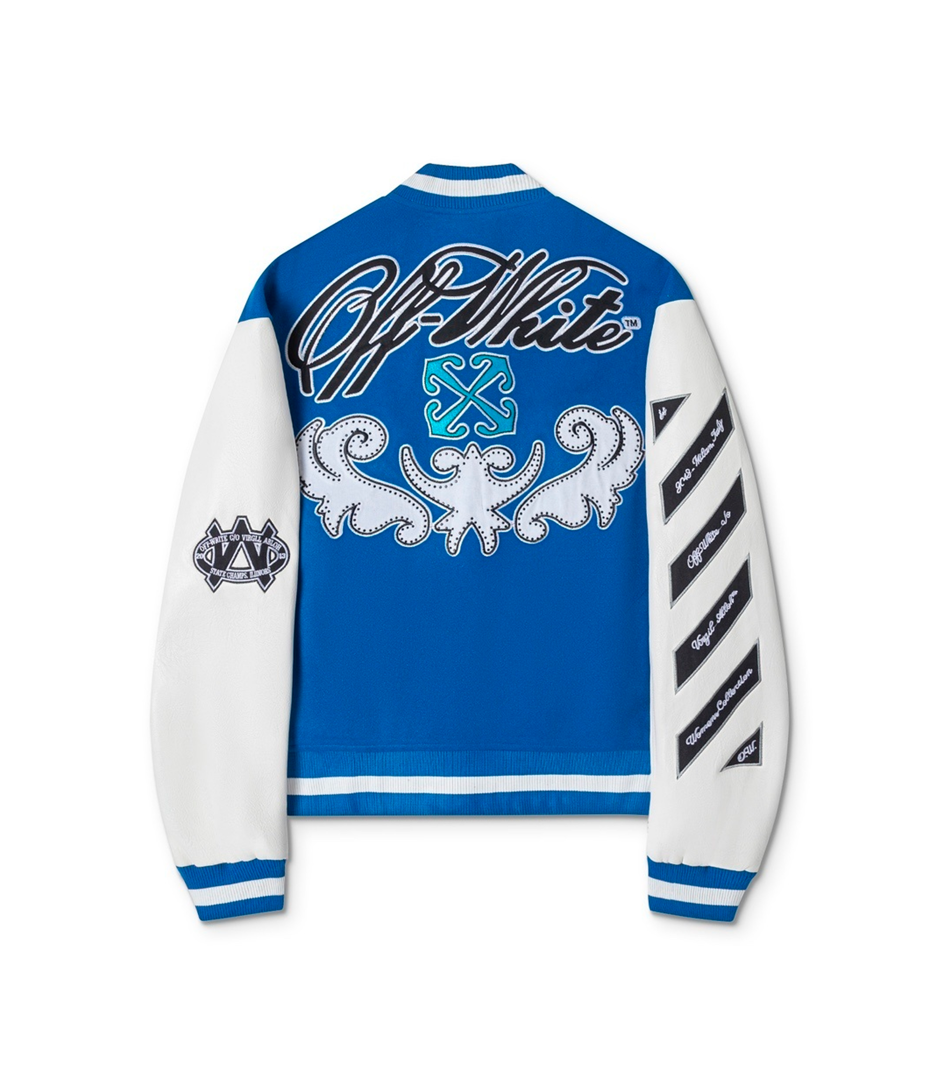 Off-White Royal logo-appliqué Varsity Jacket