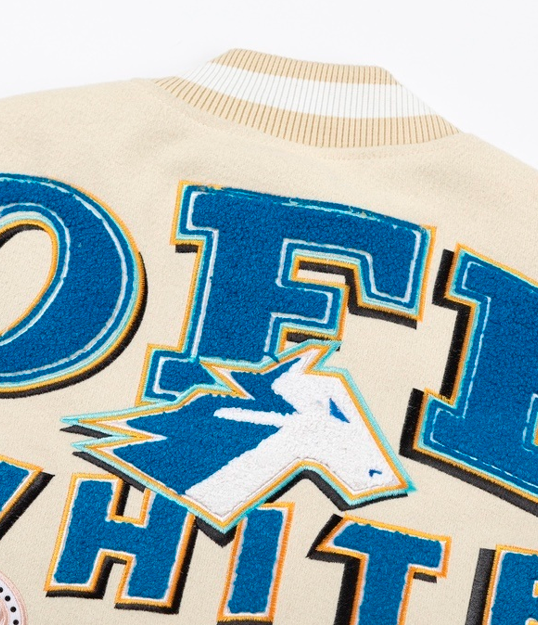 Off-White Thunderbolt Varsity Bomber Jacket