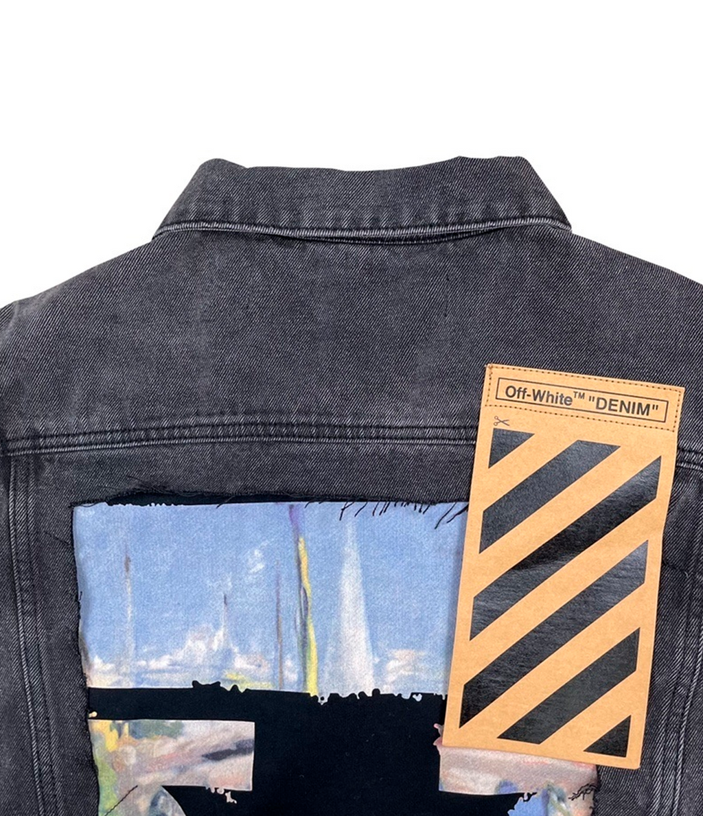 "Off-White Denim Distressed Jacket 'Black'"