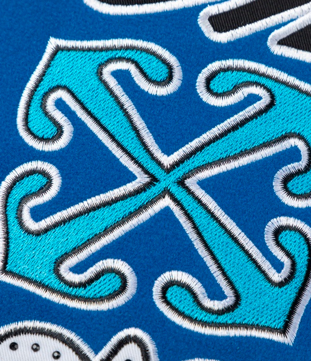 Off-White Royal logo-appliqué Varsity Jacket