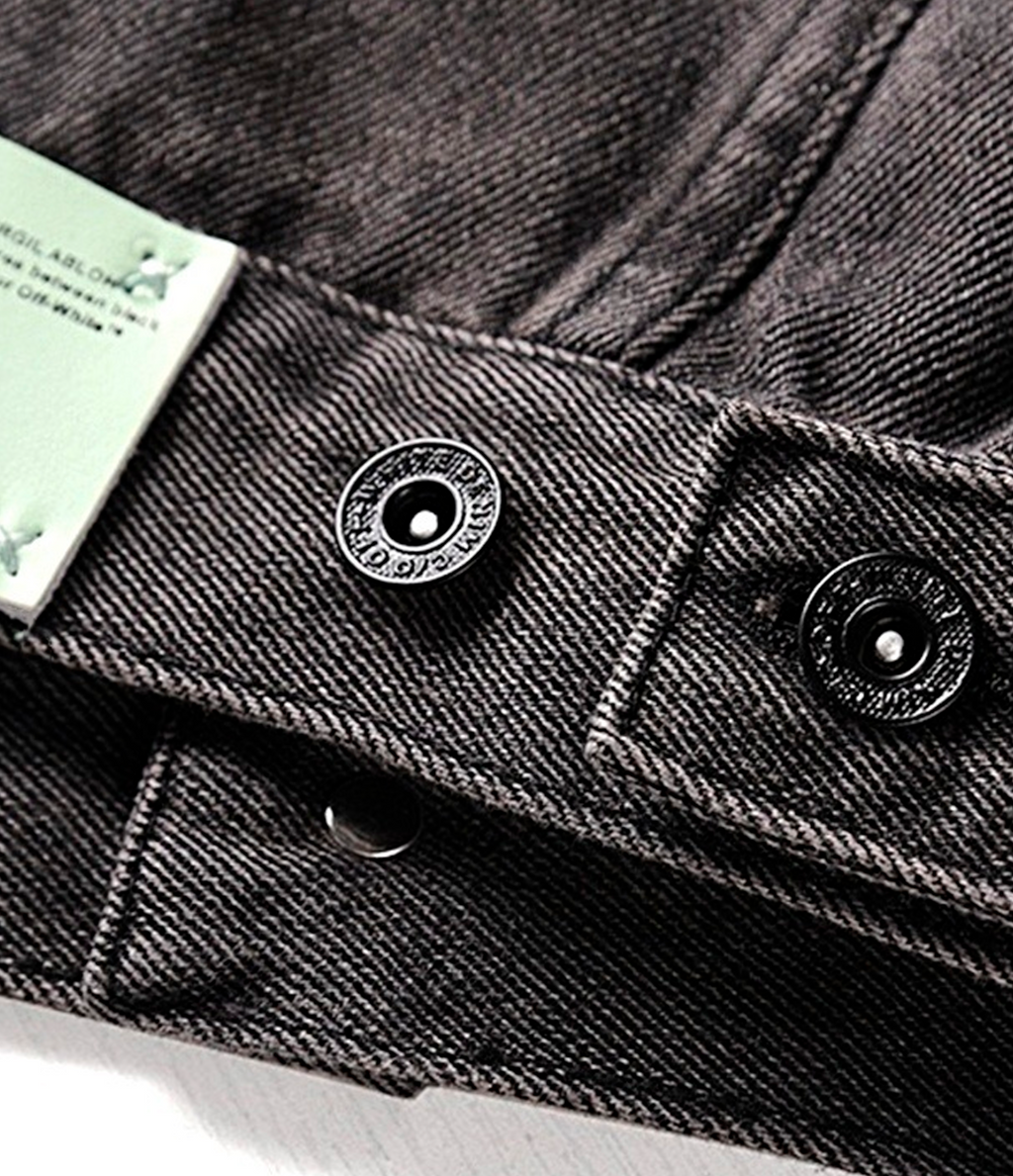 "Off-White Denim Distressed Jacket 'Black'"