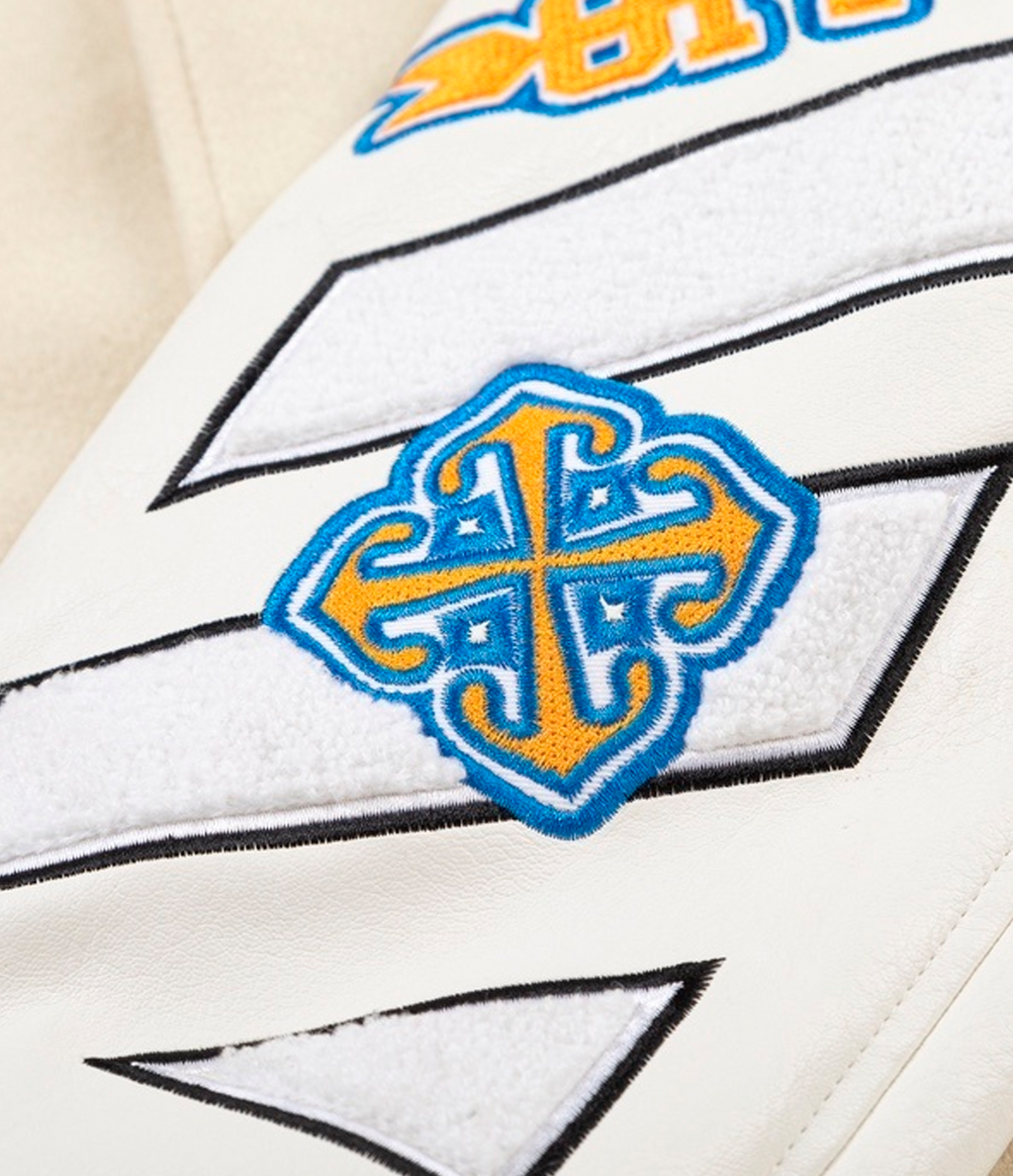 Off-White Thunderbolt Varsity Bomber Jacket