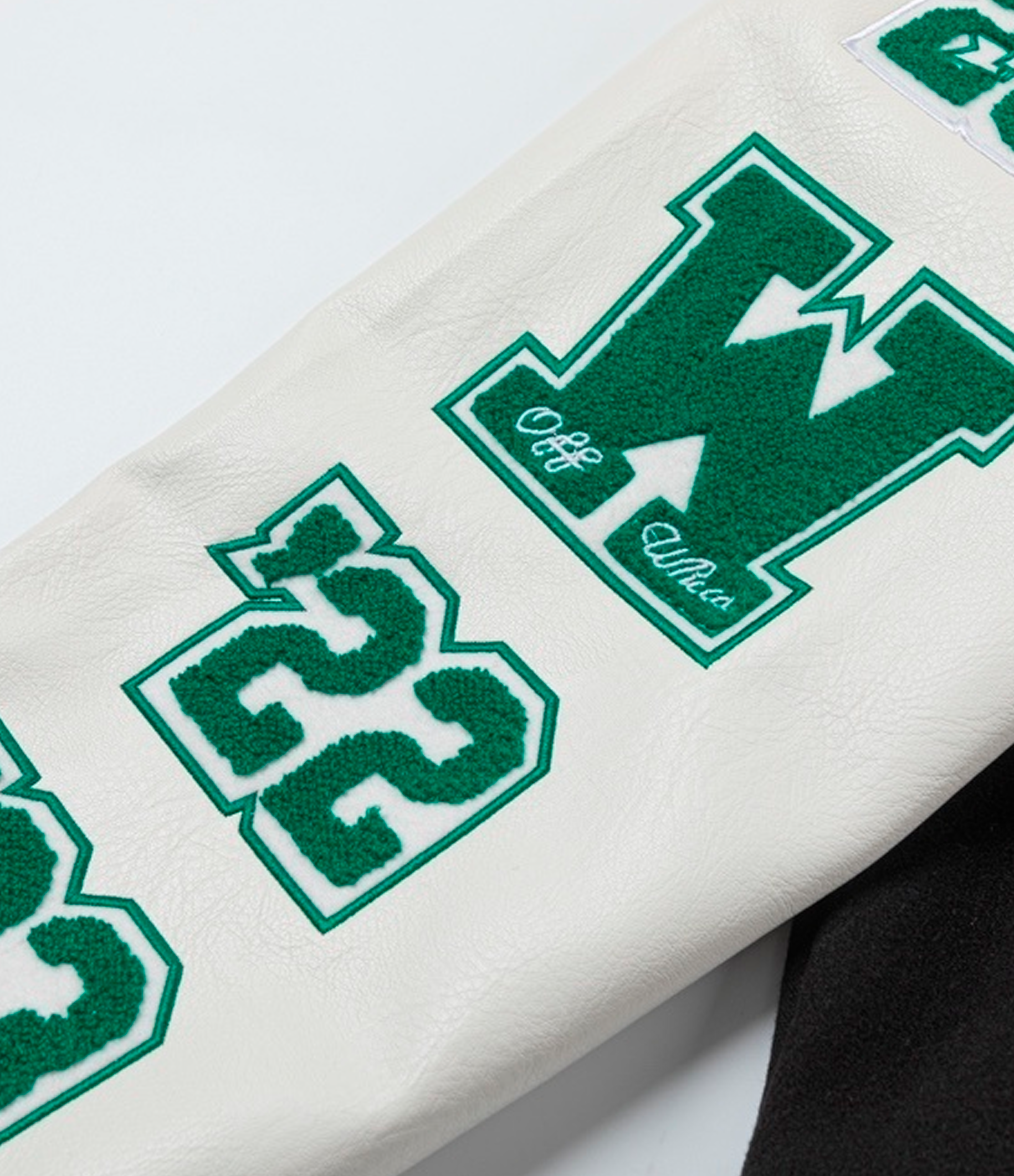 Off-White embroidered patch varsity jacket